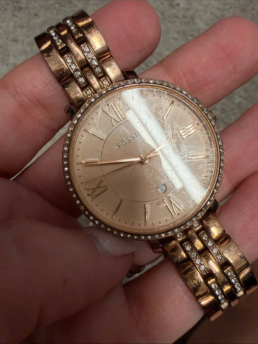 Fossil Rose Gold Crystal Accent Women's Watch